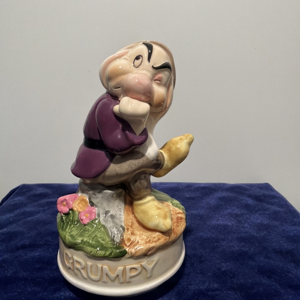 Schmid Disney Snow White Grumpy 50th Anniversary Music Box Figurine